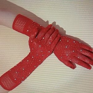 Fishnets Gloves Inlaid Rhinestones